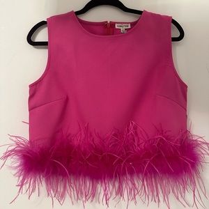 Pink Feather Crop Top